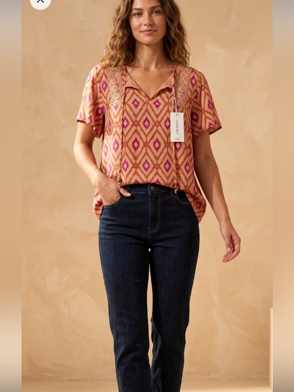 COMO BLU Boho Print Blouse – Women’s Size 1X